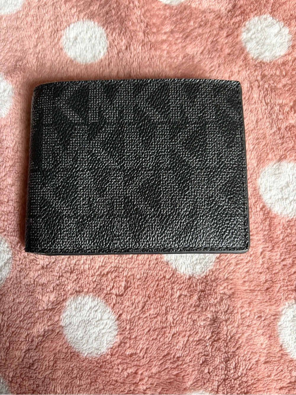 MICHAEL KORS Men's Leather BLACK MK Jet Set Slim Bifold 6 Pocket Wallet